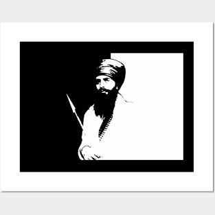 Sant Jarnail Singh Bhindranwale Black White Posters and Art